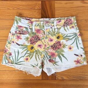 Banjara Floral Denim Cutoff Shorts Women’s Size 26 Anthropologie Style